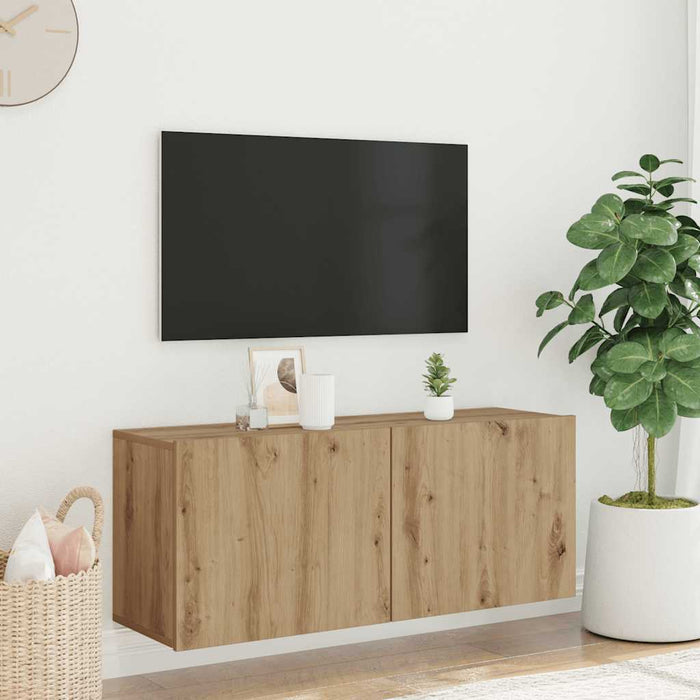 Mobile TV a Parete-Mobile TV a Muro Rovere Artigianale 100x30x41 cm