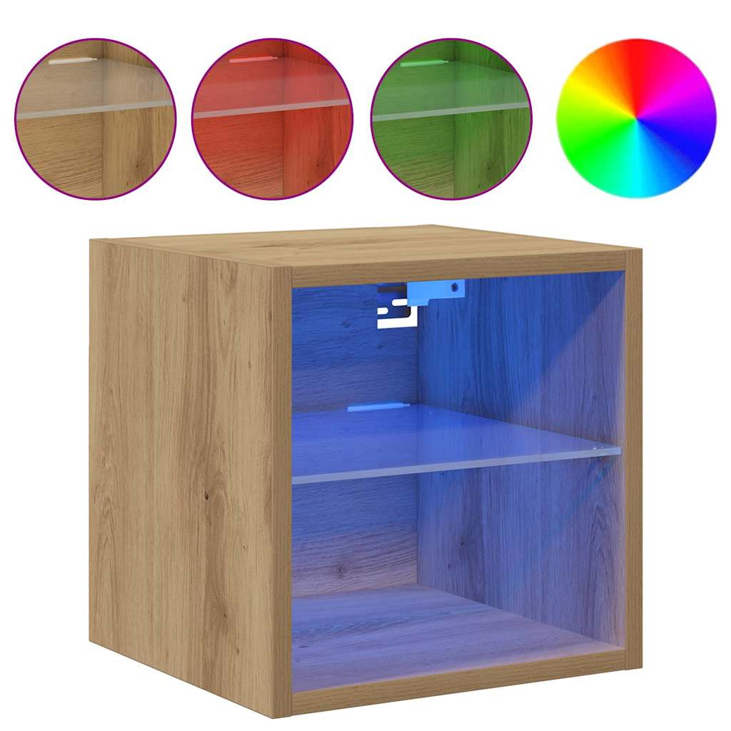 Mobili TV a Parete con Luci LED 2 pz-Set di 2 Credenza per TV sospesa Rovere Artigianale