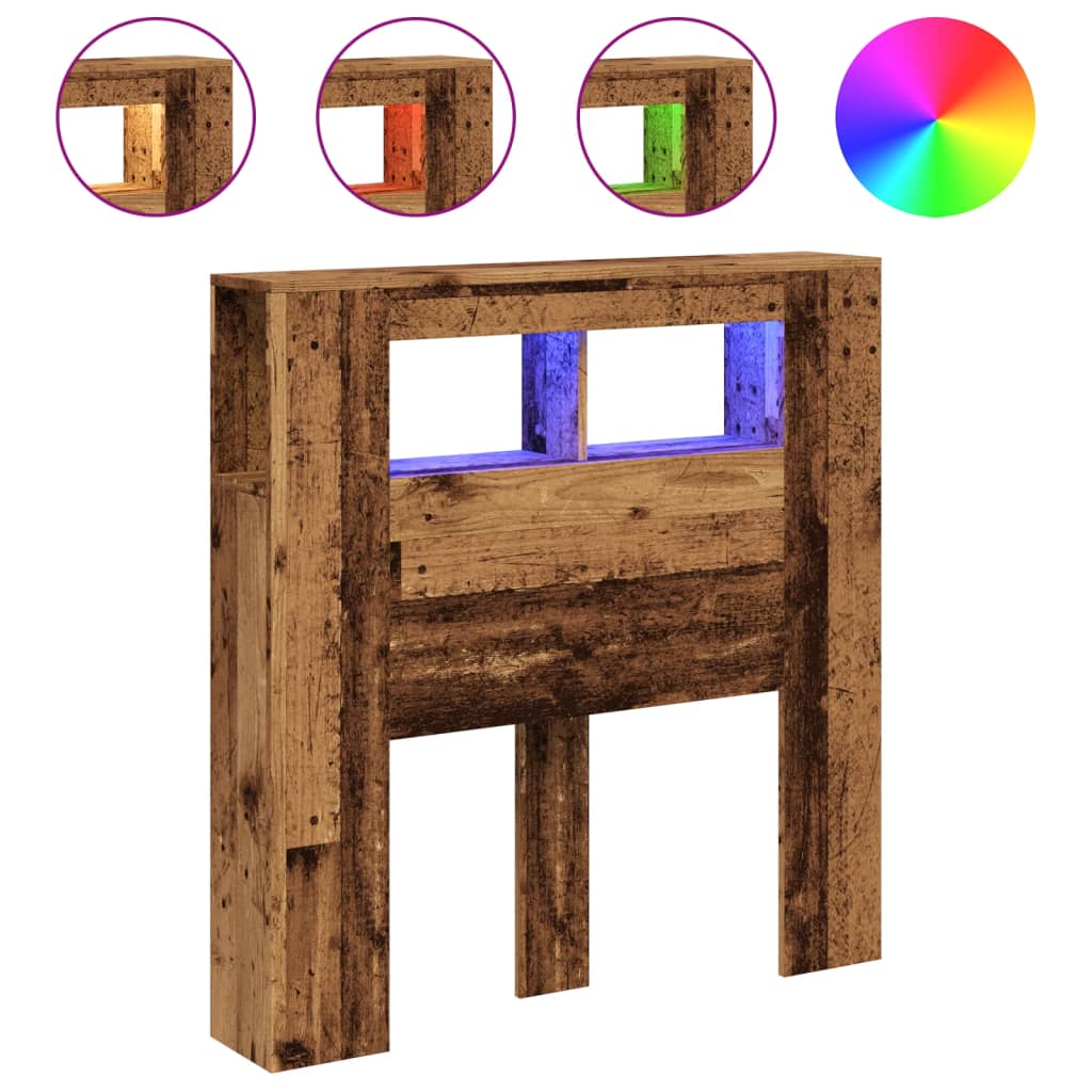 Testiera LED Legno Antico 100x18,5x103,5 cm Legno Multistrato 857682