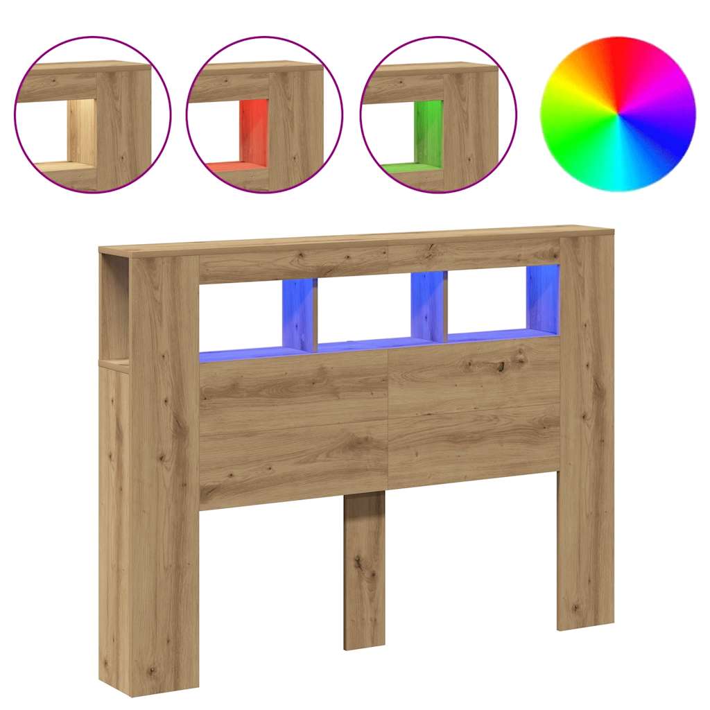 vidaXL Testiera LED Rovere Artigianale 140x18,5x103,5 cm Multistrato