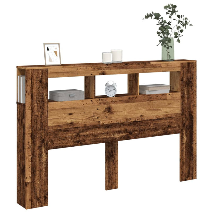 Testiera LED-Testata con LED-Testiera Decorativa Legno Antico 160x18,5x103,5 cm Legno Multistrato