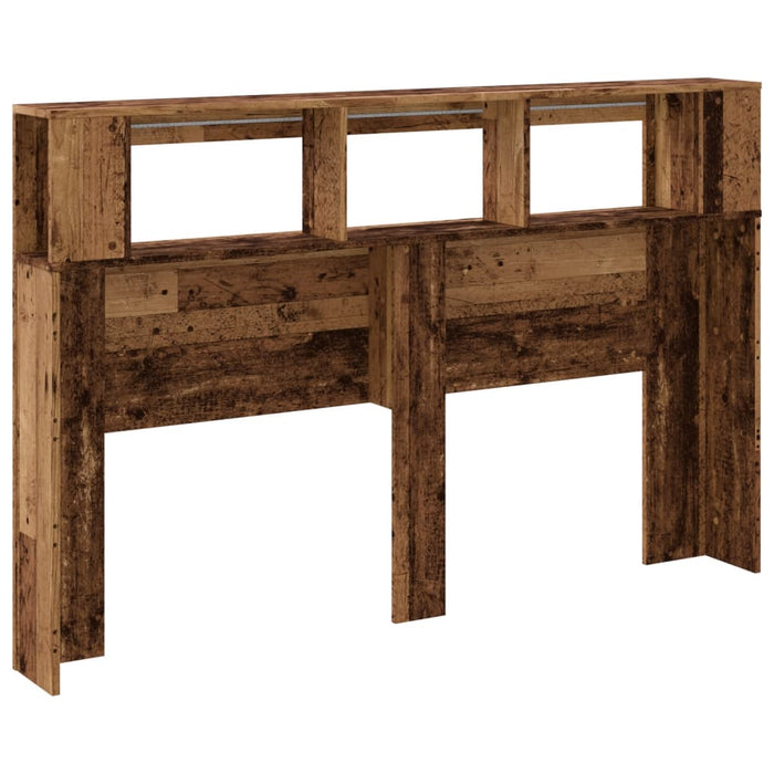 Testiera LED-Testata con LED-Testiera Decorativa Legno Antico 160x18,5x103,5 cm Legno Multistrato