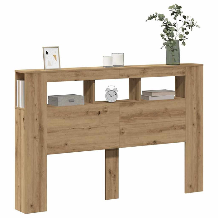 Testiera LED-Testata con LED-Testiera Decorativa Rovere Artigianale 160x18,5x103,5 cm Multistrato