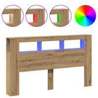 Testiera LED-Testata con LED-Testiera Decorativa Rovere Artigianale 180x18,5x103,5 cm Multistrato