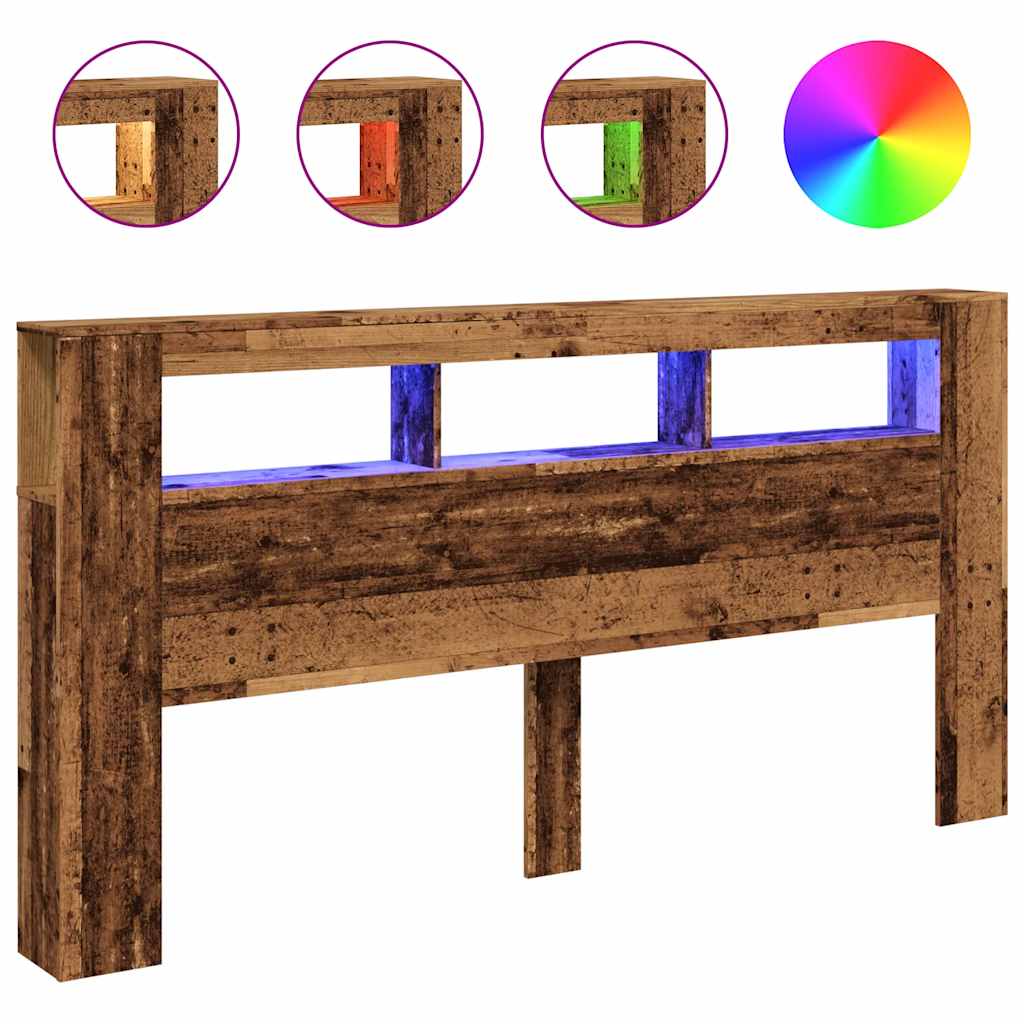 Testiera LED Legno Antico 200x18,5x103,5 cm Legno Multistrato 857692