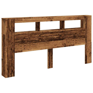 Testiera LED-Testata con LED-Testiera Decorativa Legno Antico 200x18,5x103,5 cm Legno Multistrato