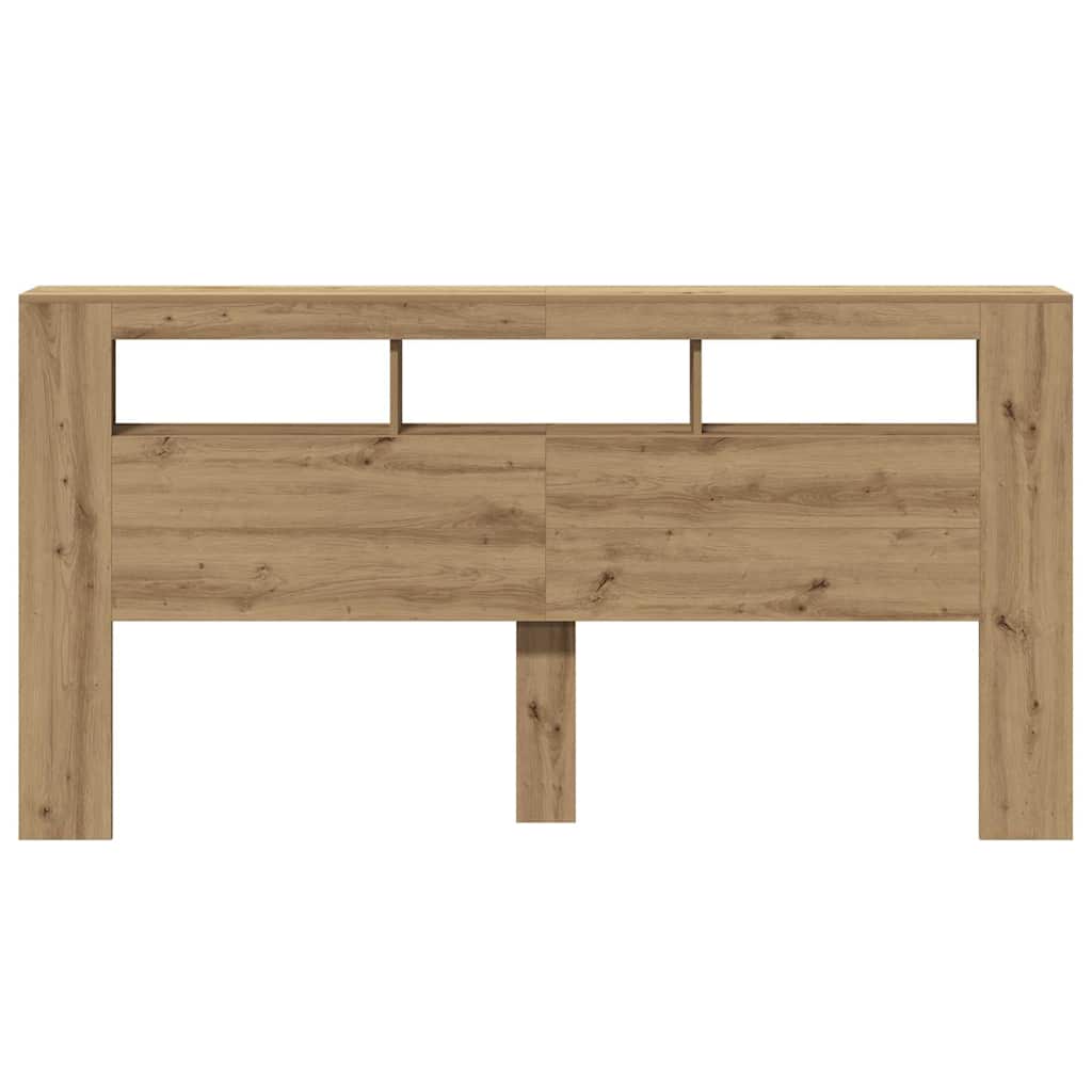 Testiera LED-Testata con LED-Testiera Decorativa Rovere Artigianale 200x18,5x103,5 cm Multistrato