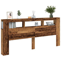 Testiera LED-Testata con LED-Testiera Decorativa Legno Antico 220x18,5x103,5 cm Legno Multistrato