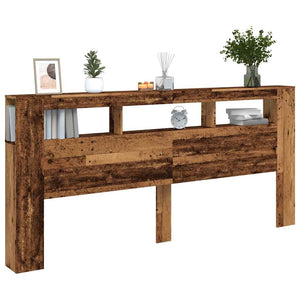 Testiera LED-Testata con LED-Testiera Decorativa Legno Antico 220x18,5x103,5 cm Legno Multistrato