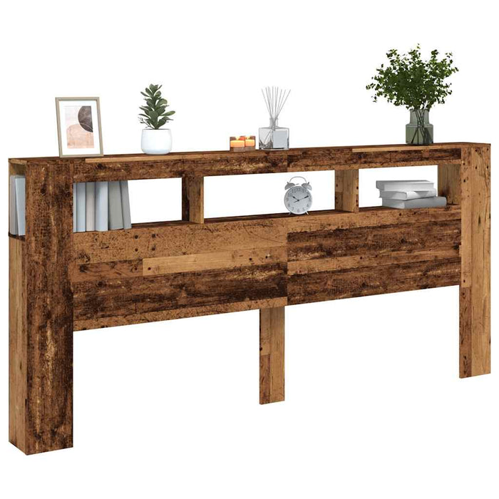 Testiera LED-Testata con LED-Testiera Decorativa Legno Antico 220x18,5x103,5 cm Legno Multistrato