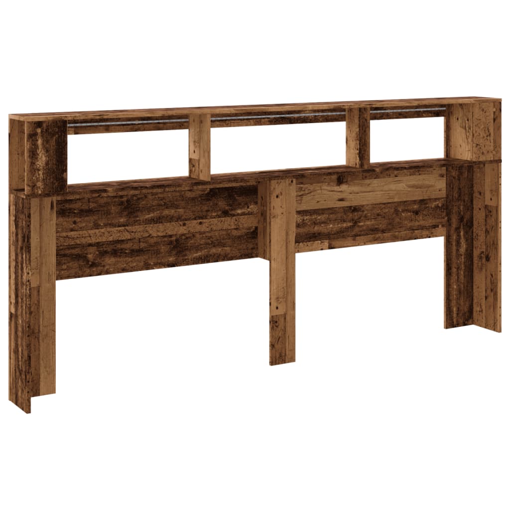 Testiera LED-Testata con LED-Testiera Decorativa Legno Antico 220x18,5x103,5 cm Legno Multistrato