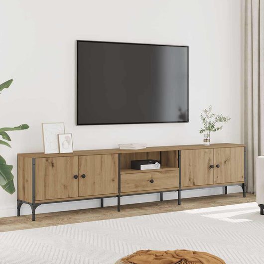 Mobile TV Cassetto-Credenza TV-Console TV Rovere Artigianale 200x25x44cm in Truciolato