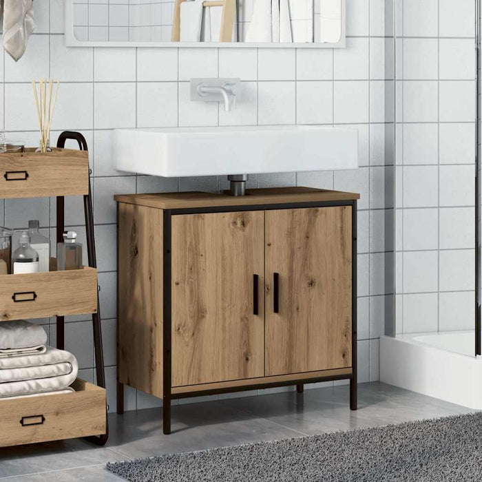 Mobile Sottolavabo-Armadietto da bagno Rovere 60x30x60 cm Legno Multistrato