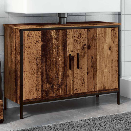 Mobile Sottolavabo-Armadietto da bagno Legno Antico 80x30x60 cm Legno Multistrato