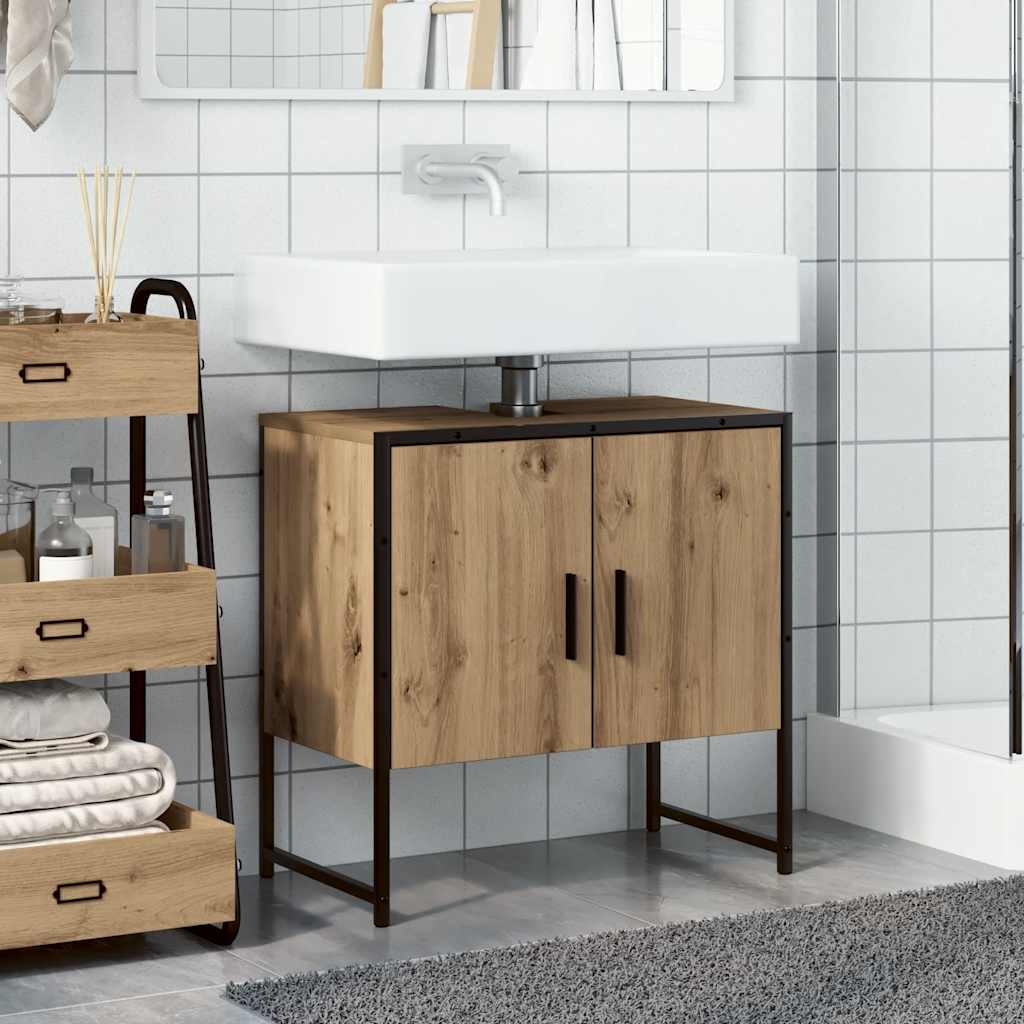 Mobile Lavabo Bagno Rovere Artigianale Legno Multistrato 857703