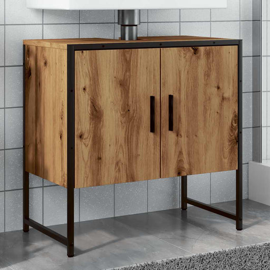 Mobile Lavabo Bagno Rovere Artigianale Legno Multistrato 857703