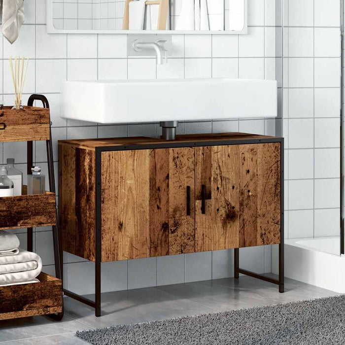Mobile da Bagno Legno Antico 80x33x60 cm in Truciolato