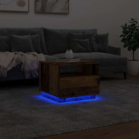 vidaXL Tavolino da Salotto con Luci LED Legno Antico 50x49x40 cm