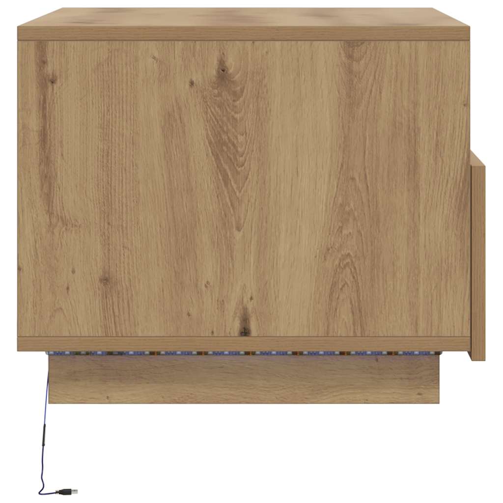 vidaXL Tavolino da Salotto con Luci LED Rovere Artigianale 50x49x40 cm