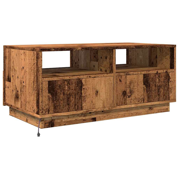 Tavolino da Salotto con Luci LED Legno Antico 90x49x40 cm 857710