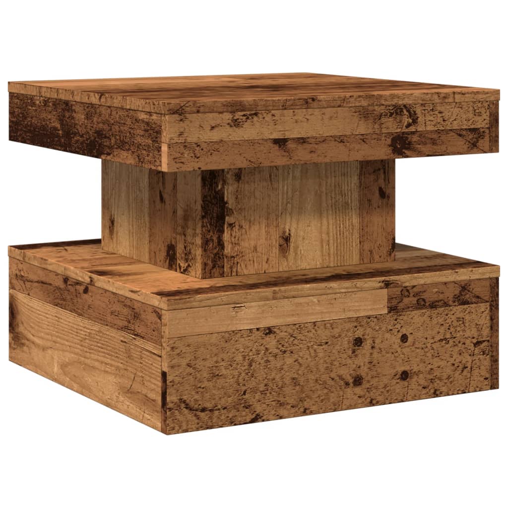 Tavolino da Salotto con Luci LED Legno Antico 50x50x40 cm 857712