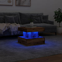 Tavolino da Salotto con Luci LED Legno Antico 50x50x40 cm 857712