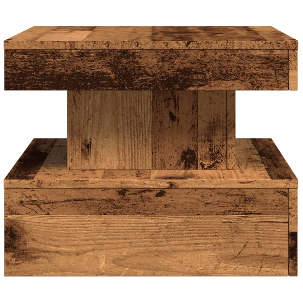 Tavolino da Salotto con Luci LED Legno Antico 50x50x40 cm 857712