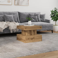 Tavolino da Salotto con Luci LED Rovere Artigianale 50x50x40 cm 857713