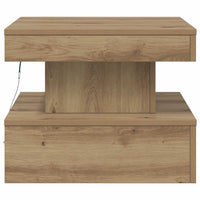Tavolino da Salotto con Luci LED-Tavolino da soggiorno Rovere Artigianale 50x50x40 cm 162557