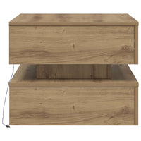 Tavolino da Salotto con Luci LED-Tavolino da soggiorno Rovere Artigianale 50x50x40 cm 973950