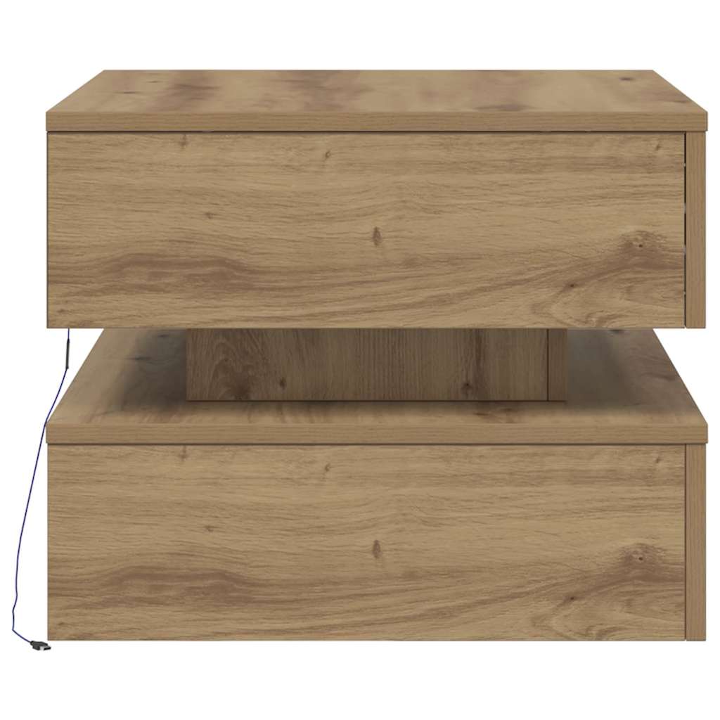 vidaXL Tavolino da Salotto con Luci LED Rovere Artigianale 50x50x40 cm