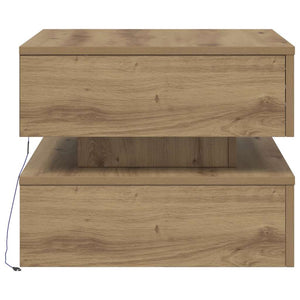 vidaXL Tavolino da Salotto con Luci LED Rovere Artigianale 50x50x40 cm