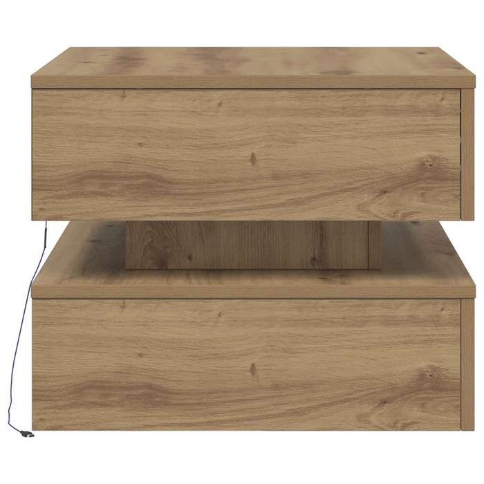 vidaXL Tavolino da Salotto con Luci LED Rovere Artigianale 50x50x40 cm
