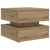 Tavolino da Salotto con Luci LED-Tavolino da soggiorno Rovere Artigianale 50x50x40 cm 973950