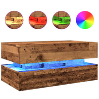 Tavolino da Salotto con Luci LED-Tavolino da soggiorno Legno Antico 90x50x40 cm 599194