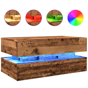 Tavolino da Salotto con Luci LED-Tavolino da soggiorno Legno Antico 90x50x40 cm 599194