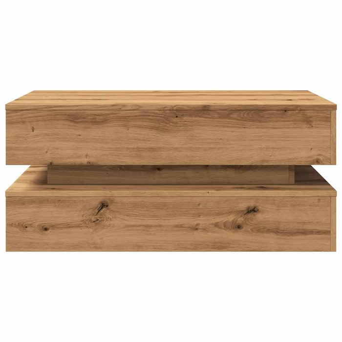 Tavolino da Salotto con Luci LED Rovere Artigianale 90x50x40 cm 857719