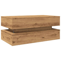 Tavolino da Salotto con Luci LED Rovere Artigianale 90x50x40 cm 857719