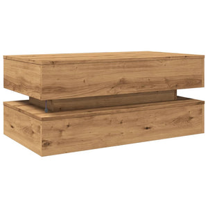 Tavolino da Salotto con Luci LED Rovere Artigianale 90x50x40 cm 857719