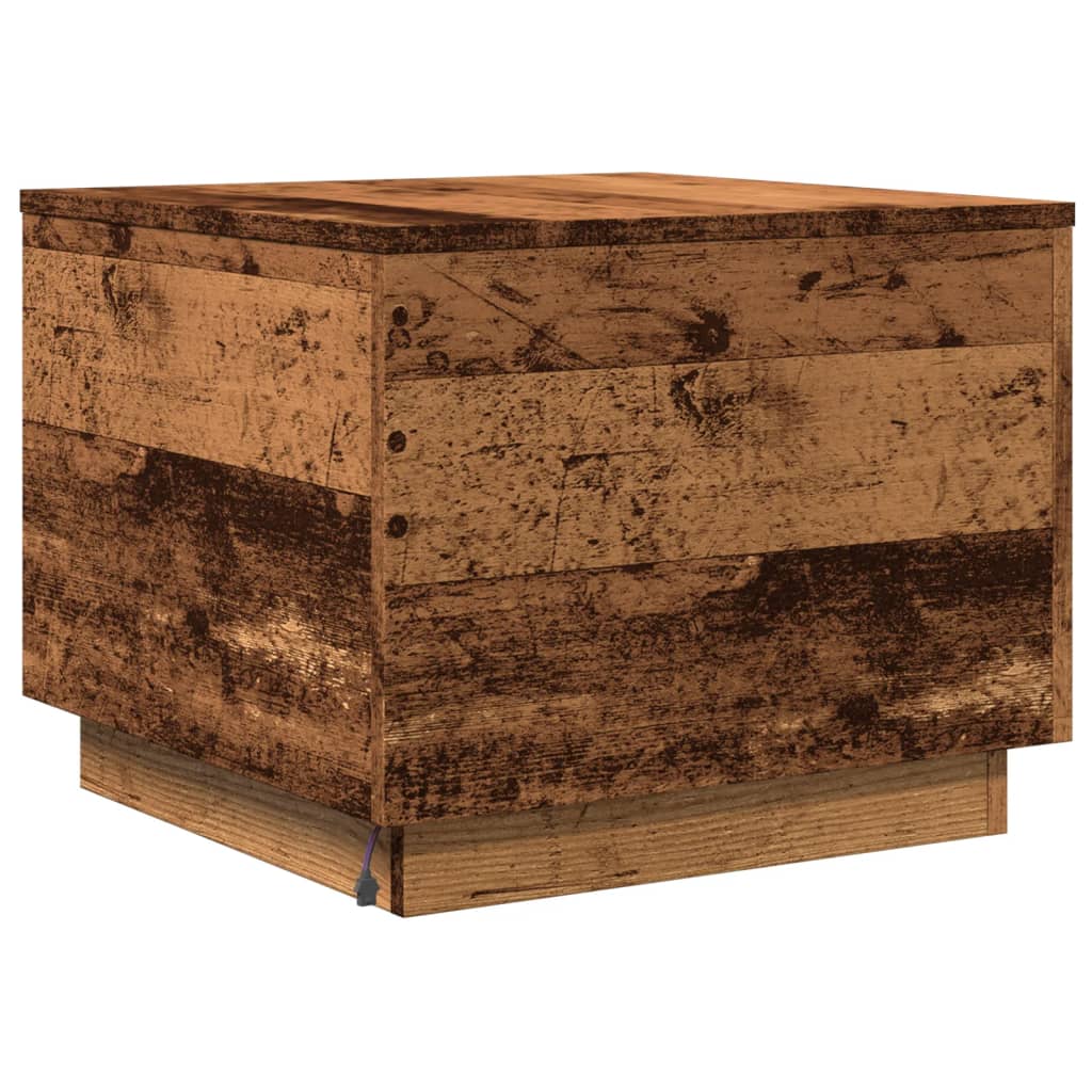 Tavolino da Salotto con Luci LED Legno Antico 50x50x40 cm 857720