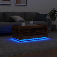 Tavolino da Salotto con Luci LED Legno Antico 90x50x40 cm 857722