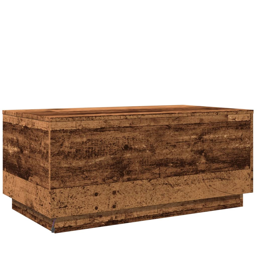 Tavolino da Salotto con Luci LED Legno Antico 90x50x40 cm 857722