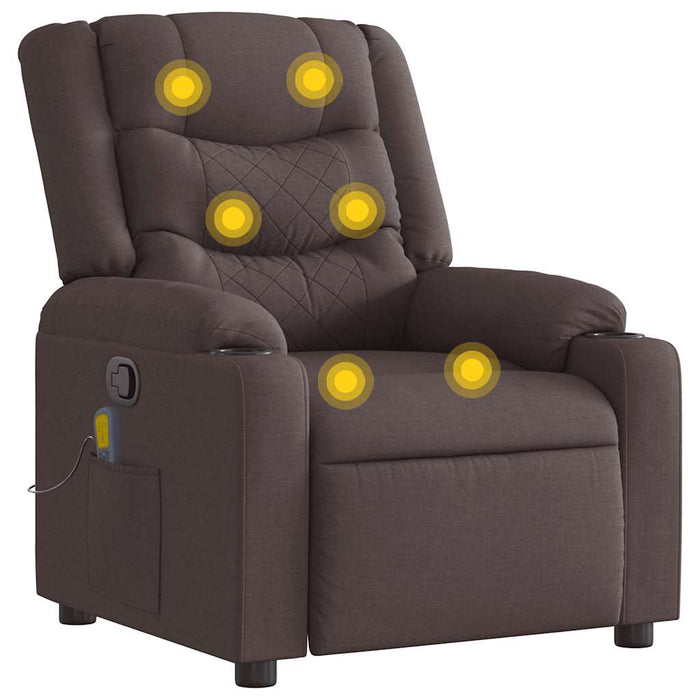Poltrona Massaggiante Reclinabile Marrone Scuro in Tessuto 4019931