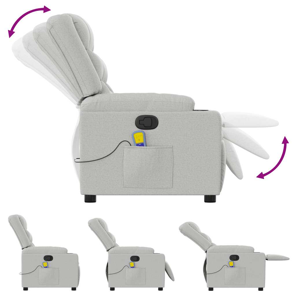 vidaXL Poltrona Massaggiante Reclinabile Grigio Nuvola in Tessuto