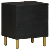 Comodini 2 pz Neri 40x33x46 cm in Legno Massello di Mango