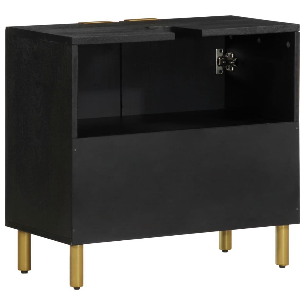 Mobile Lavabo da Bagno Nero 62x33x58 cm in Legno Multistrato