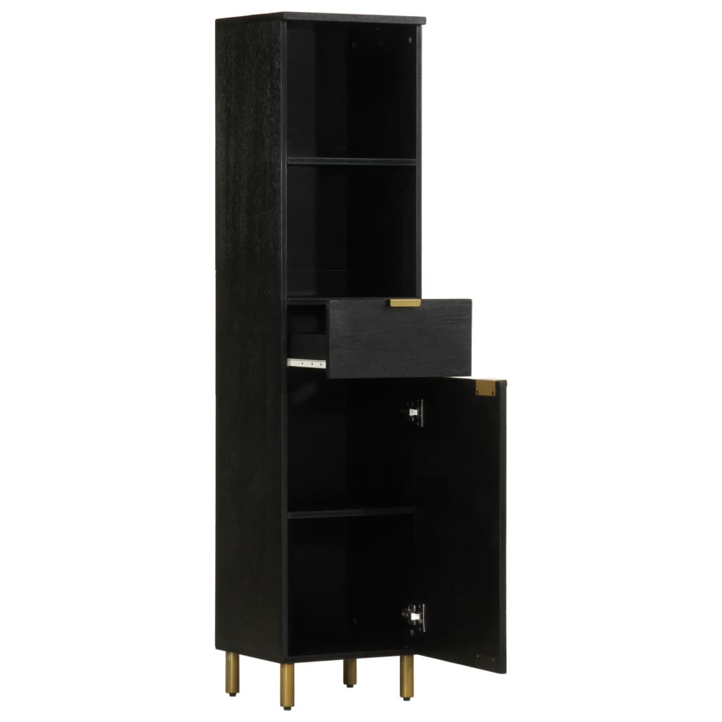 Mobile da Bagno Nero 38x33x160 cm in Legno Massello di Mango 4017670