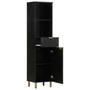 Mobile da Bagno Nero 38x33x160 cm in Legno Massello di Mango 4017670