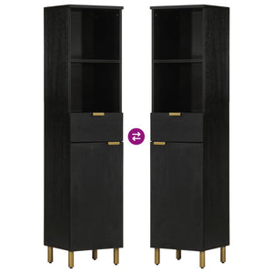 Mobile da Bagno Nero 38x33x160 cm in Legno Massello di Mango 4017670