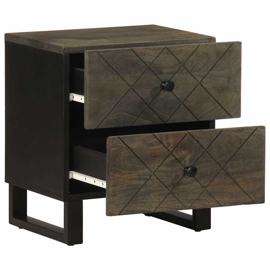 vidaXL Comodino Nero 40x33x46 cm in Legno Massello di Mango